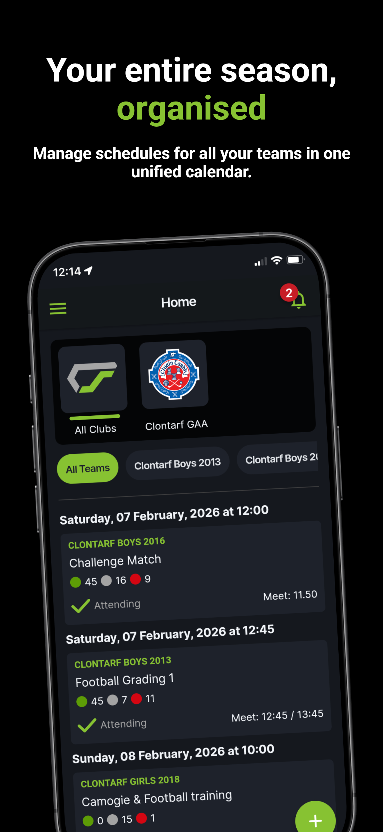 CoachSmart home screen — season calendar