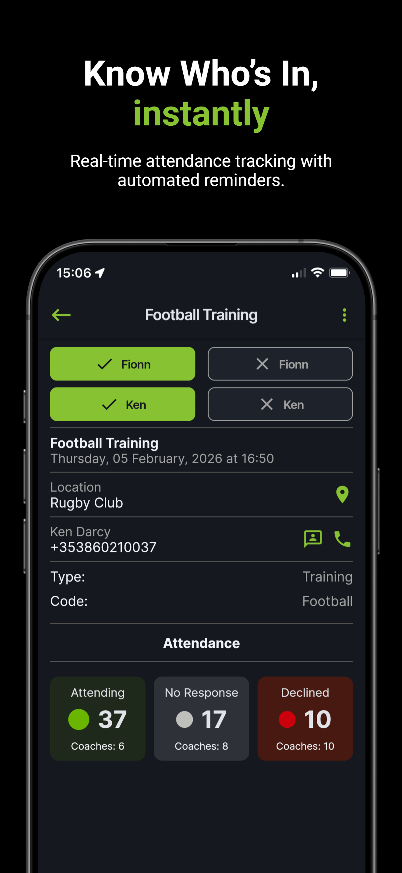 CoachSmart attendance tracking